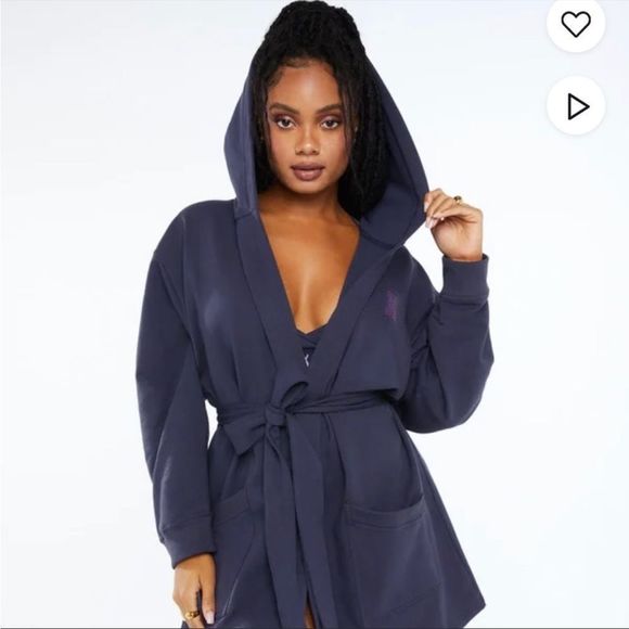 Savage x Fenty Forever Savage Short Robe Navy Sz M/L - Picture 2 of 7